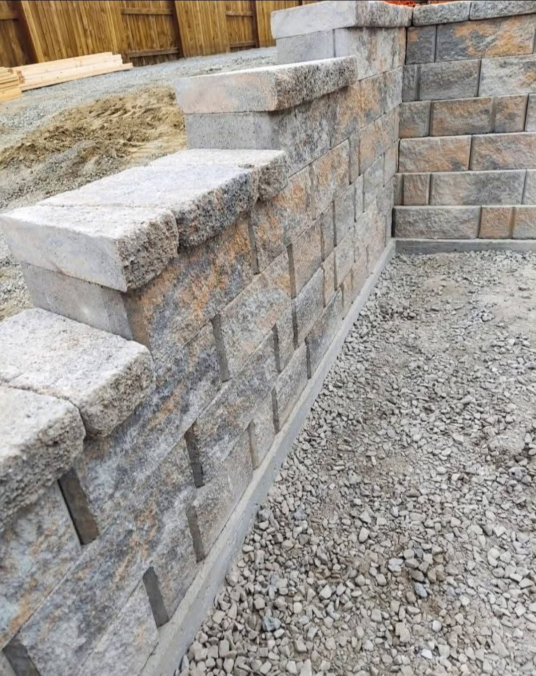 Retaining wall under construction