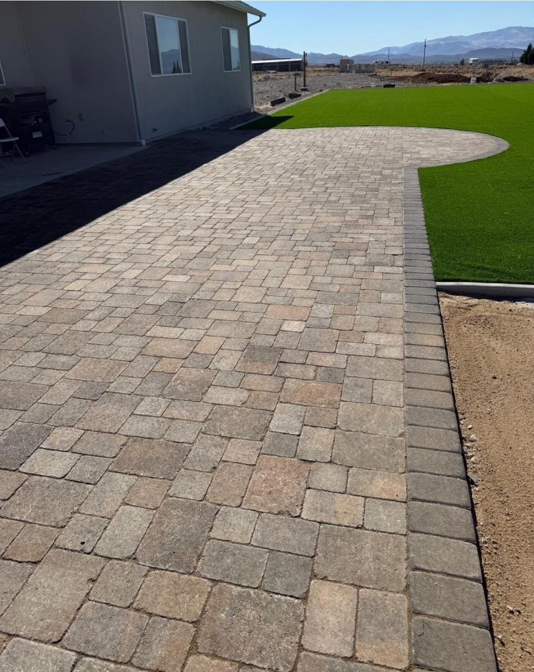 Paver patio with turf